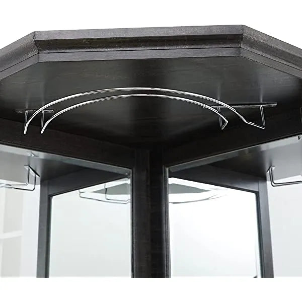 Home Source Stone Grey Corner Bar Unit with Built-in Wine Rack and Lower Cabinet