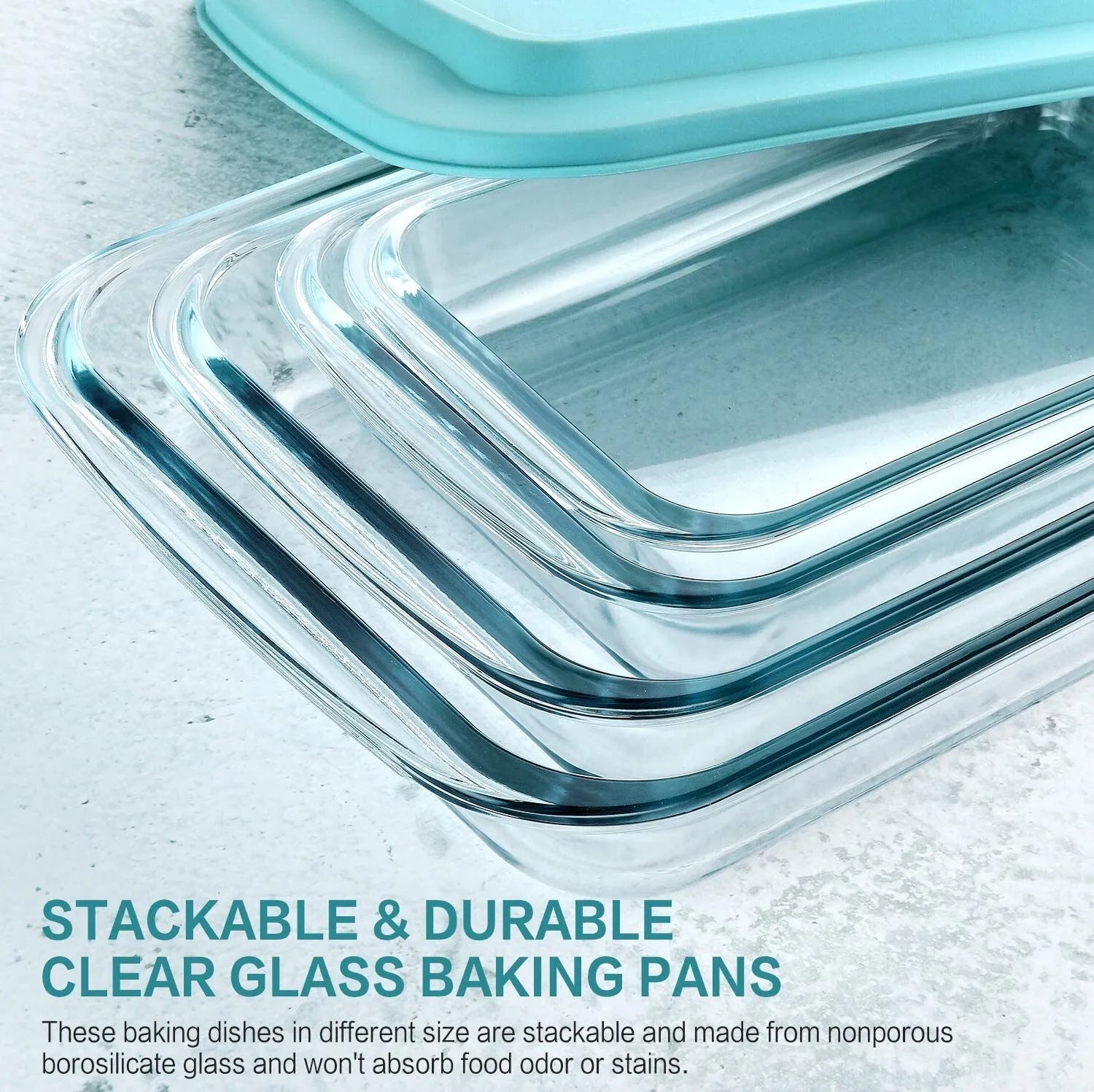 8-Piece Deep Glass Baking Dish Set with Plastic lids,Rectangular Glass Bakeware Set with BPA Free Lids, Baking Pans for Lasagna, Leftovers, Cooking, Kitchen, Freezer-to-Oven and Dishwasher, Gray