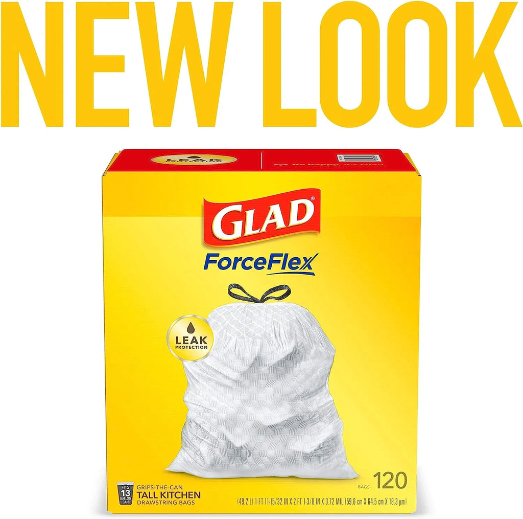Glad Protection Series Force Flex Drawstring Fresh Clean Odor Shield 13 Gallon 1/110ct