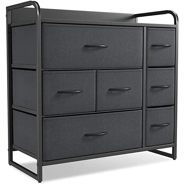 CubiCubi Dresser Organizer with 7 Drawer, Furniture Storage Tower Unit for Bedroom Hallway Entryway Closets, Dresser Clothes Storage with Sturdy Steel Frame Wood Top, Chocolate