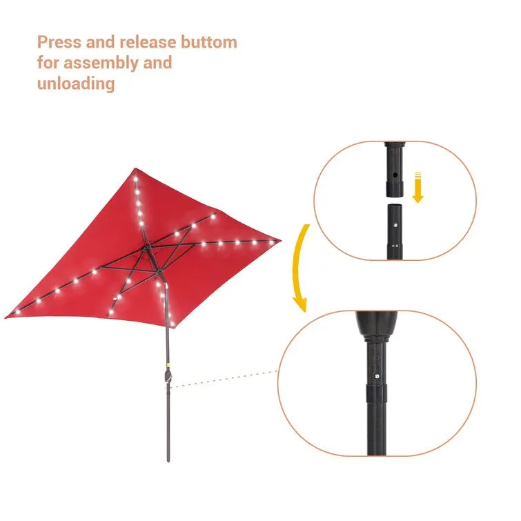 Doralice 120'' x 78'' Rectangular Lighted Market Umbrella