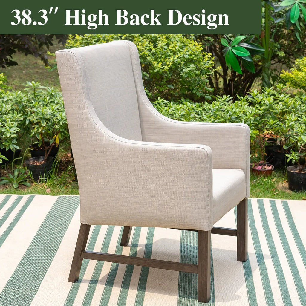 Patio Dining Set with Textilene Chairs/ Acacia Wooden Bench & Acacia Wooden Table