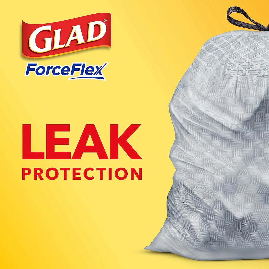 Glad Protection Series Force Flex Drawstring Fresh Clean Odor Shield 13 Gallon 1/110ct