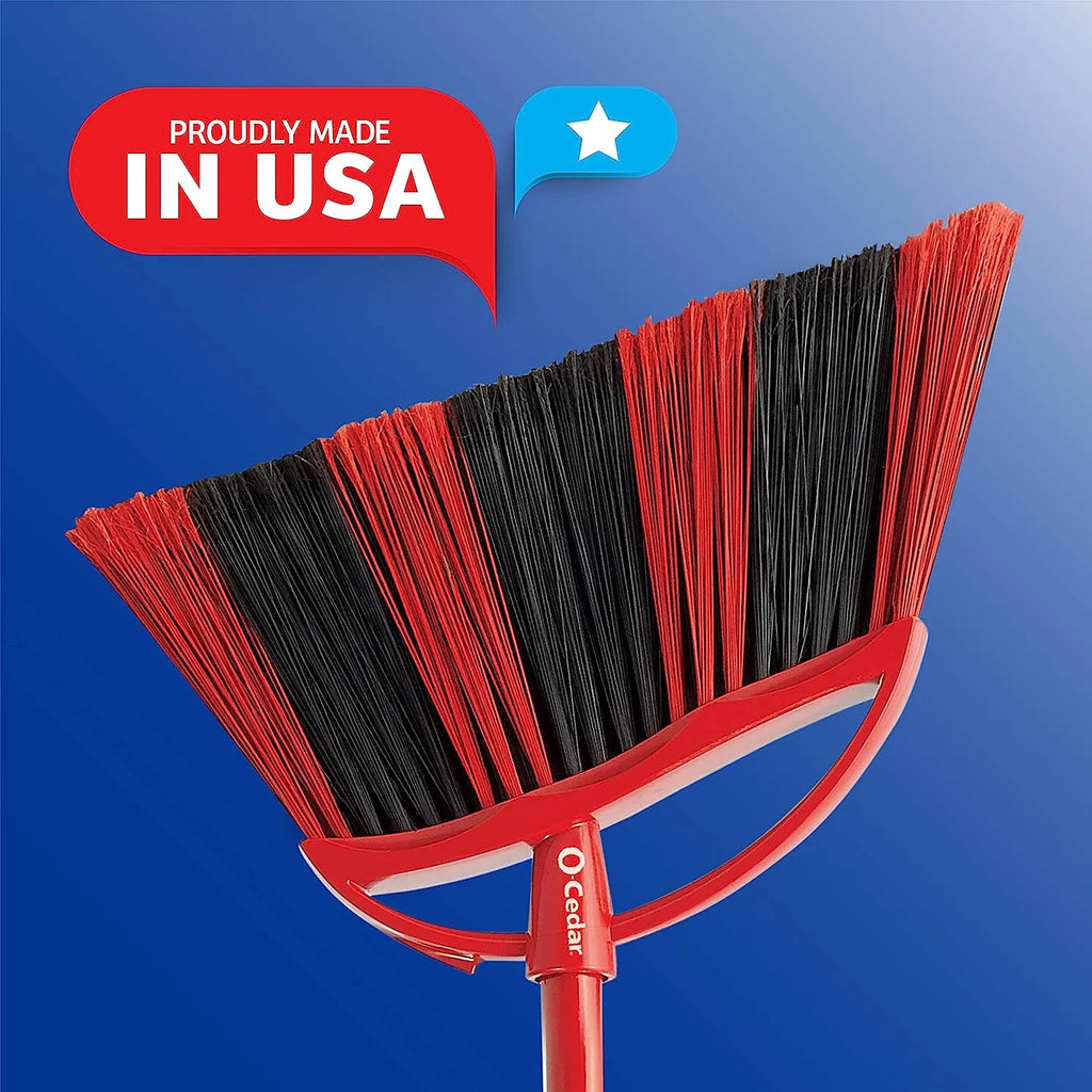 O-Cedar Pet Pro Broom & Step-On Dustpan PowerCorner, Red