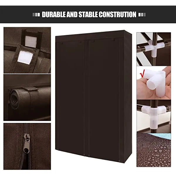 ERONE Shoe Rack Storage Organizer , 28 Pairs Portable Double Row with Nonwoven Fabric Cover Shoe Rack Cabinet for Closet (Black)