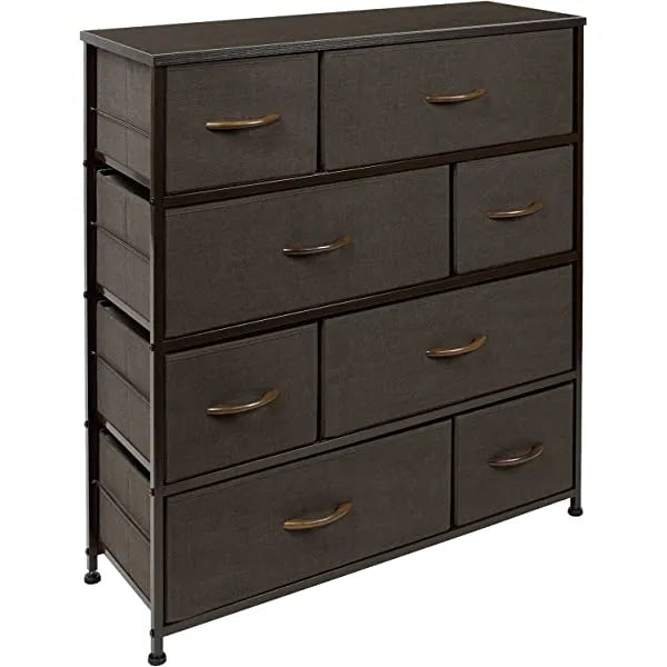 Sorbus Dresser with 8 Drawers - Furniture Storage Chest Tower Unit for Bedroom, Hallway, Closet, Office Organization - Steel Frame, Wood Top, Easy Pull Fabric Bins (Black)