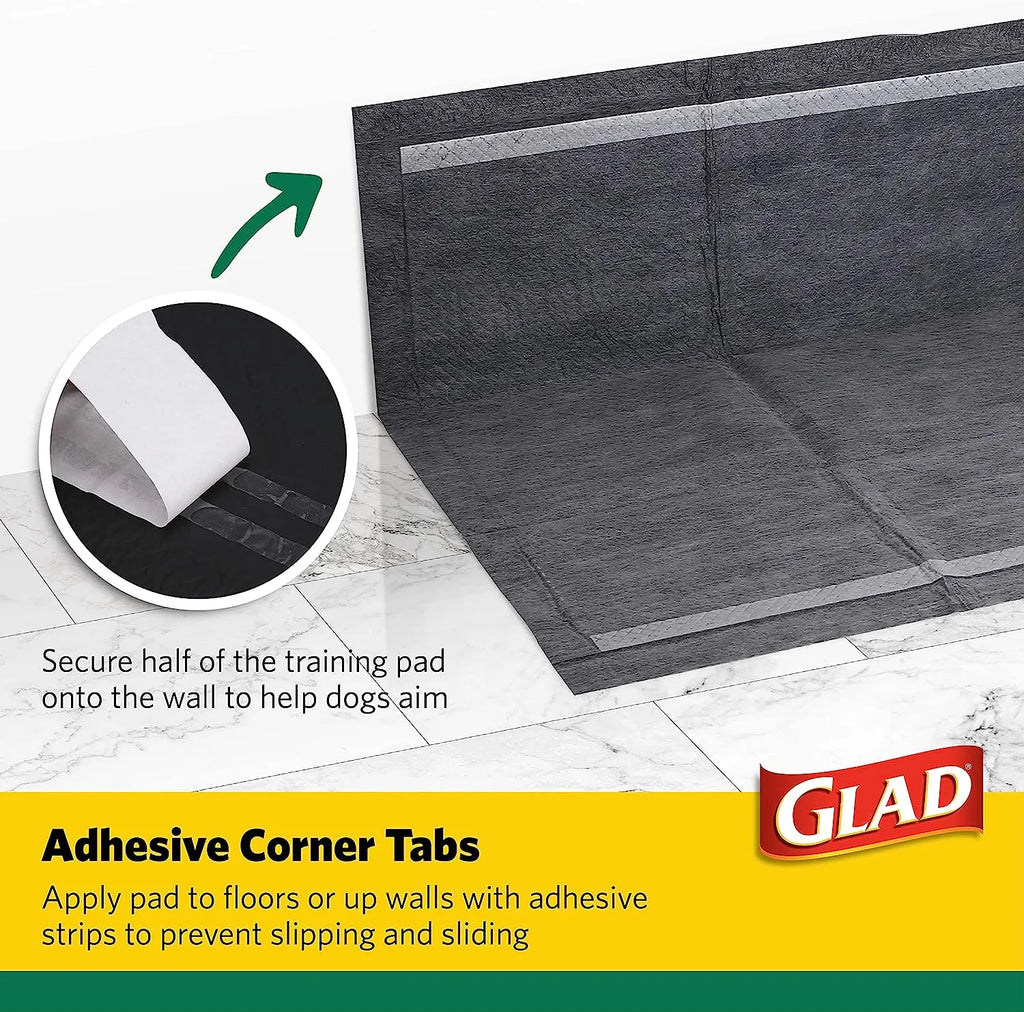 Glad for Pets Black Charcoal Puppy Pads 23" x 23" | Puppy Potty Training Pads That ABSORB & NEUTRALIZE Urine Instantly | New & Improved Quality Puppy Pee Pads, 100 count