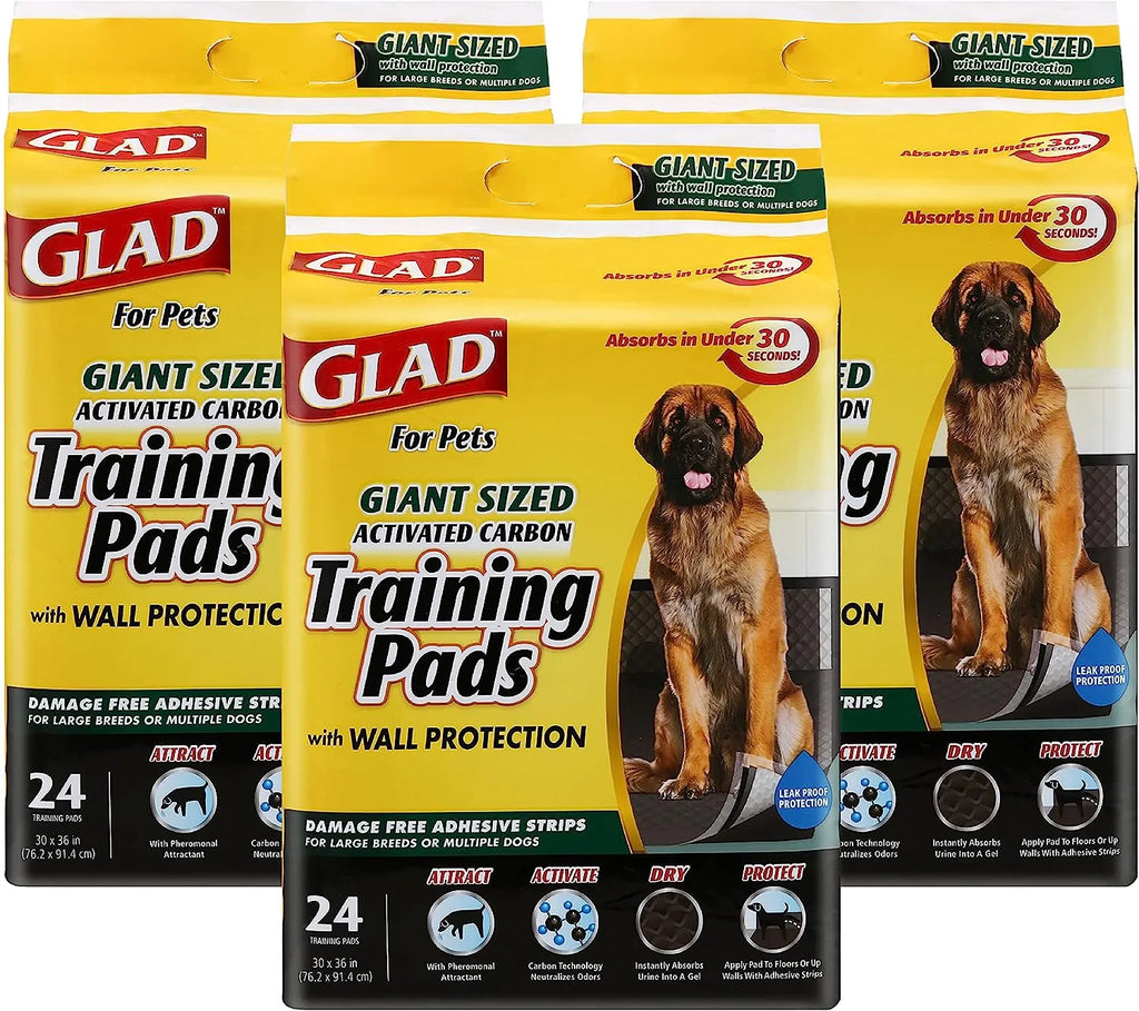 Glad for Pets Black Charcoal Puppy Pads 23" x 23" | Puppy Potty Training Pads That ABSORB & NEUTRALIZE Urine Instantly | New & Improved Quality Puppy Pee Pads, 100 count
