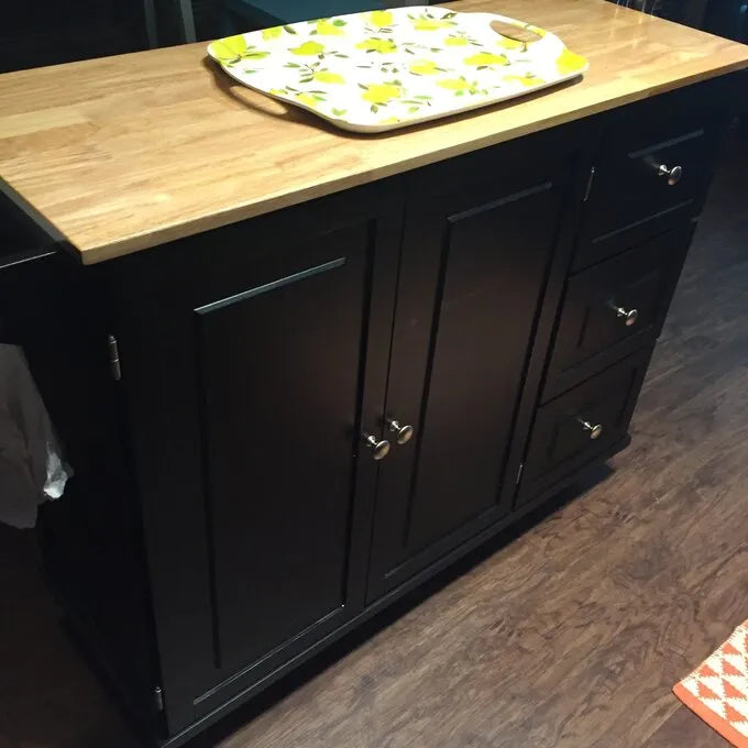 Kuhnhenn 53.5'' Wide Rolling Kitchen Cart with Solid Wood Top