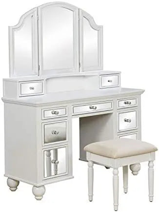 Furniture of Diane Contemporary Wood 3-Piece Vanity Set in White
