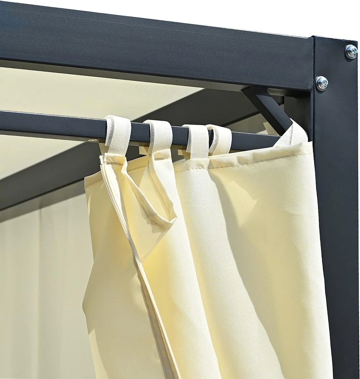 Merax 3-Seat Patio Swing Bed,Outdoor Porch Chair with Adjustable Canopy and Durable Steel Frame for Patio, Garden, Poolside Dark Grey