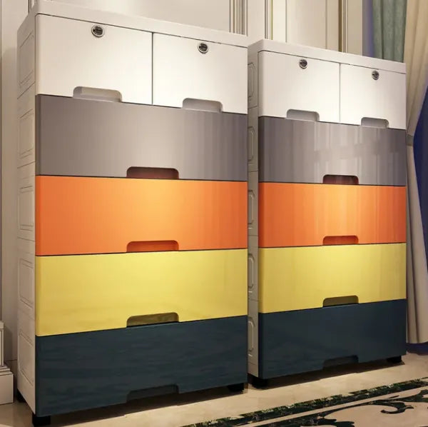 mDesign Storage Dresser Furniture Unit ?Tall Standing Organizer for Bedroom, Office, Living Room, and Closet ?8 Slim Drawer Removable Fabric Bins