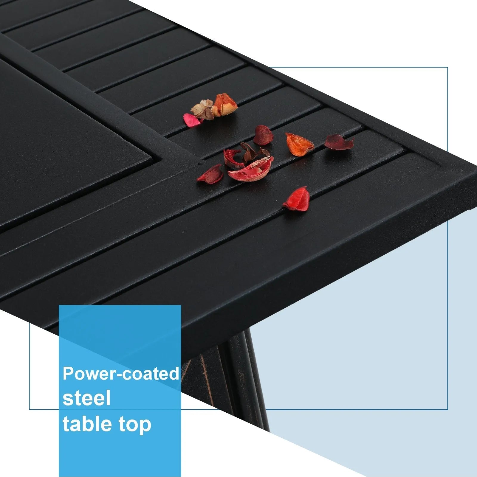 5-Piece Patio Fire Pit Set Rattan Dining Chairs & 50,000BTU Square Fire Pit Table