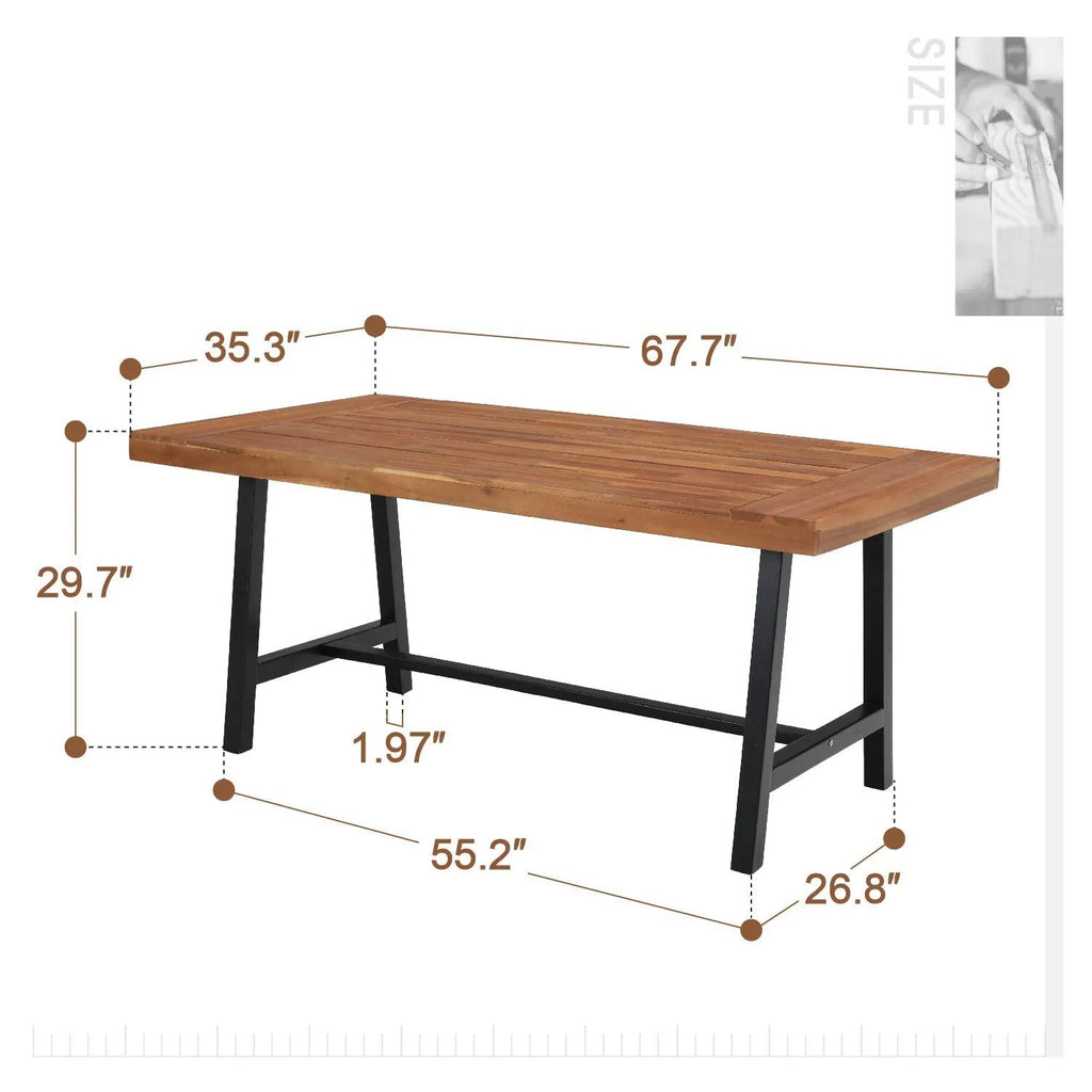 Patio Modern Acacia Wood Dining Set Outdoor Bench Picnic Table