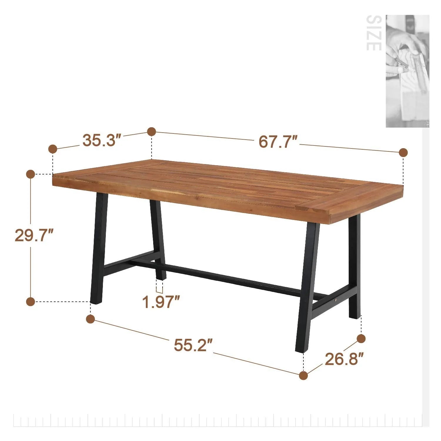 Patio Modern Acacia Wood Dining Set Outdoor Bench Picnic Table