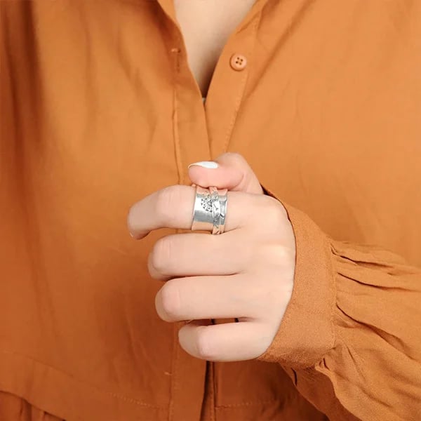🔥48% OFF🎁Dandelion Flower Spinner Silver Ring