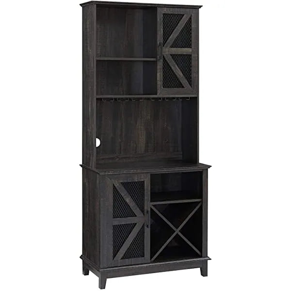 Home Source Bar Cabinet and Coffee Station (Charcoal)