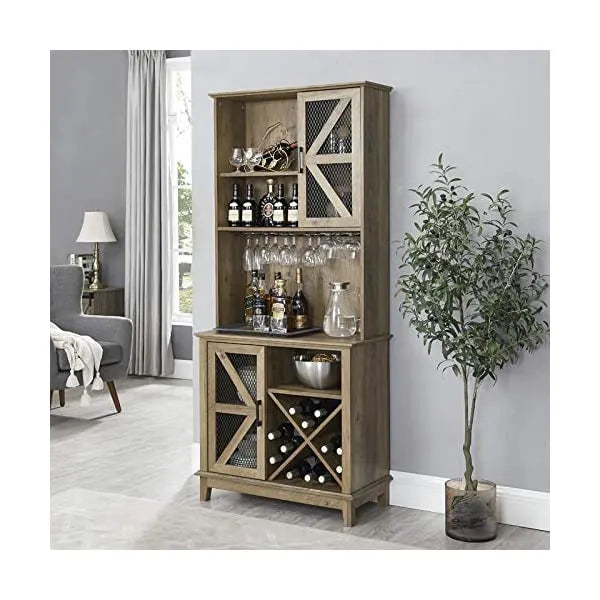 Home Source Bar Cabinet and Coffee Station (Charcoal)