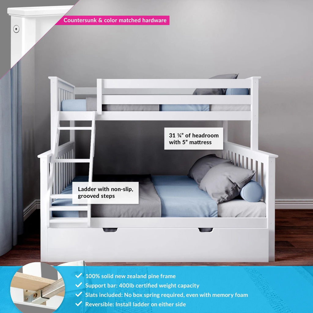 🎄Store Closing Sale💖Kids Solid Wood Twin-Over-Full Bunk Bed + Trundle Bed