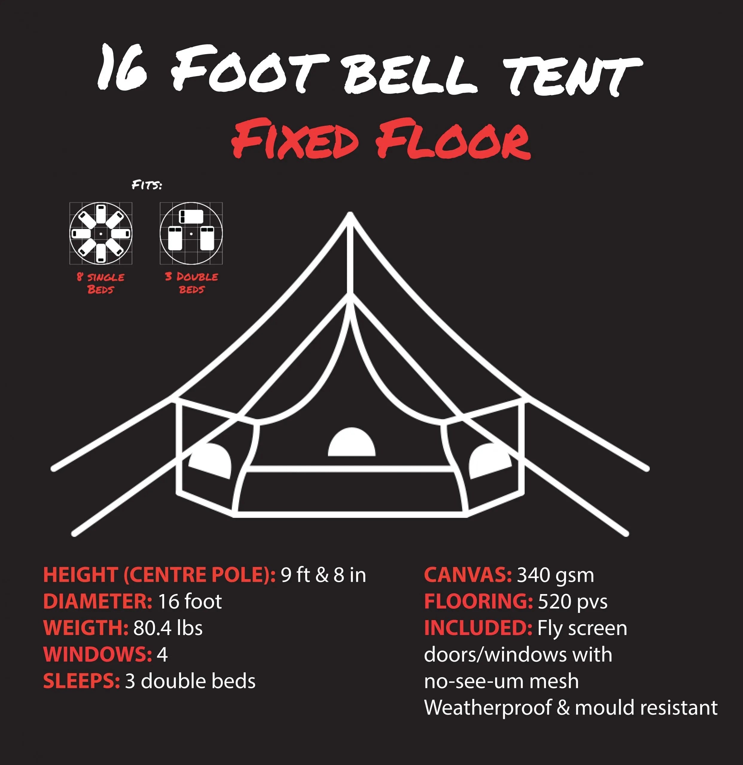Psyclone Canvas Bell Tent 16' (5 Meter)