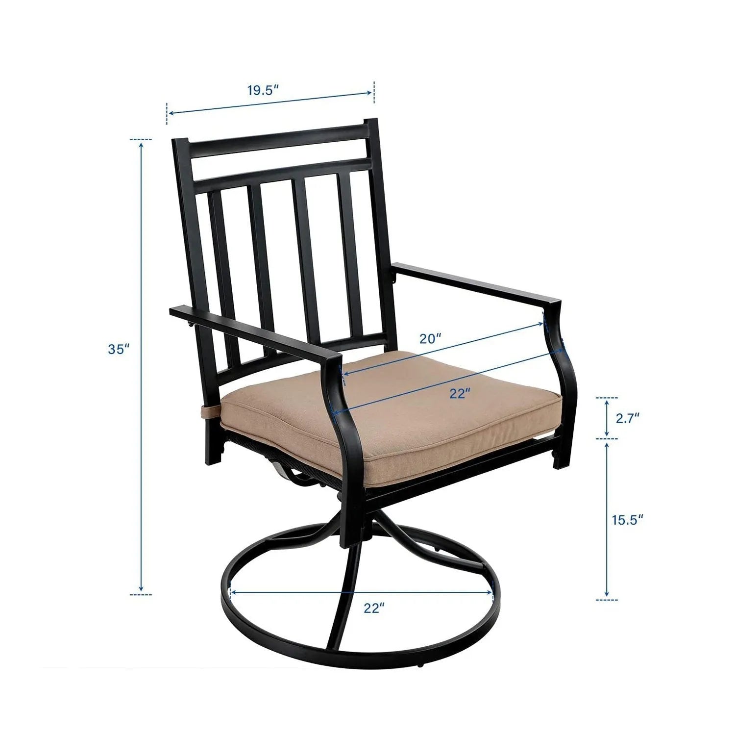 5-Piece Patio Fire Pit Set Steel Swivel Chairs With Cushions & 50,000BTU Square Fire Pit Table