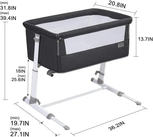 Baby cradle, RONBEI bedside bed, baby crib bed, adjustable portable bed, suitable for babies/baby boys/baby girls/newborns