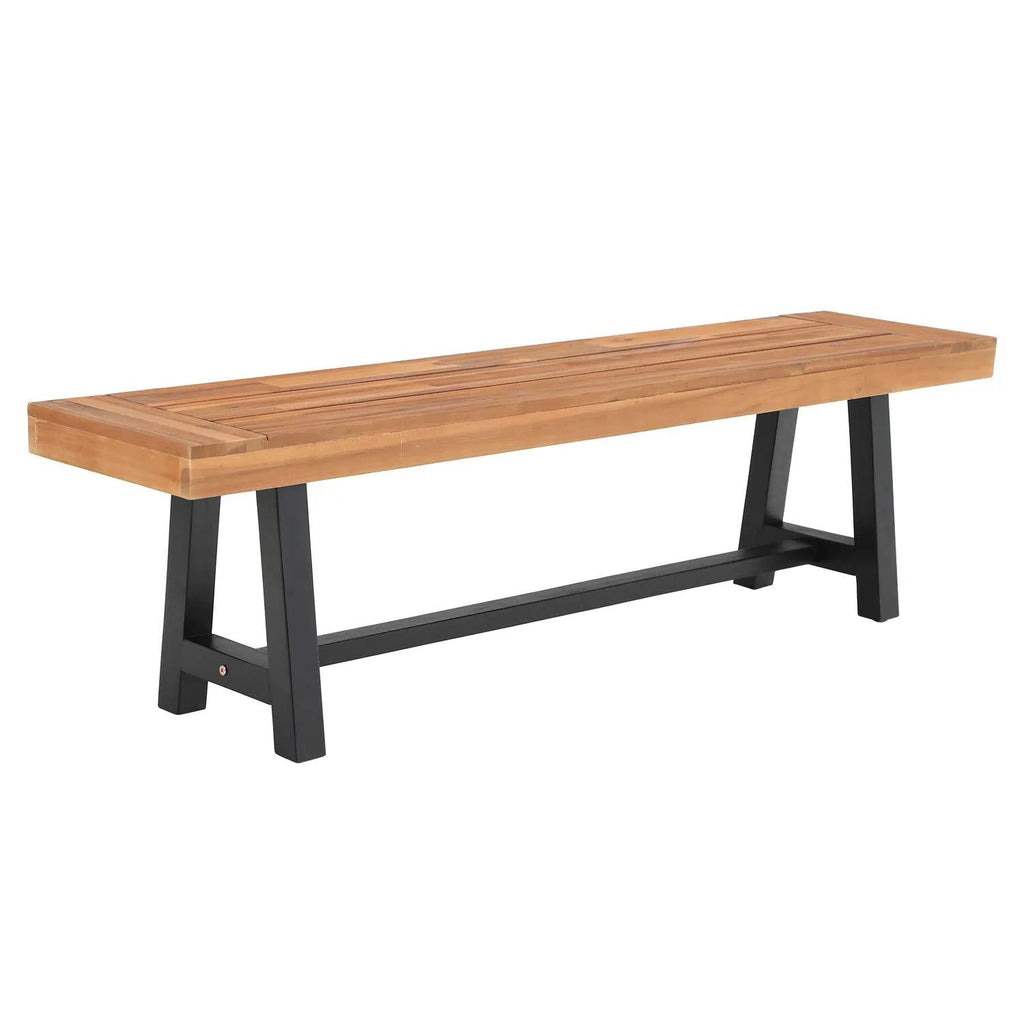 Patio Modern Acacia Wood Dining Set Outdoor Bench Picnic Table