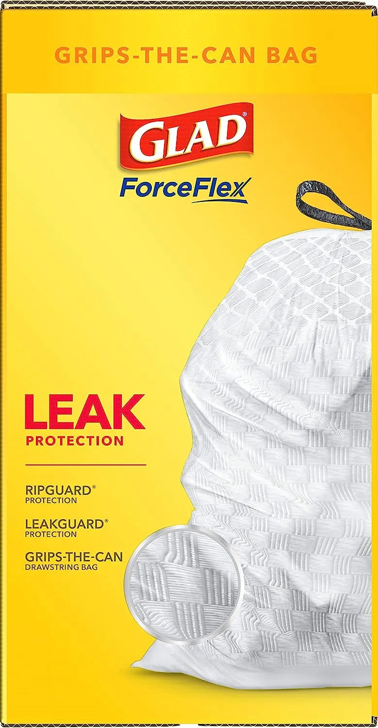 Glad Protection Series Force Flex Drawstring Fresh Clean Odor Shield 13 Gallon 1/110ct