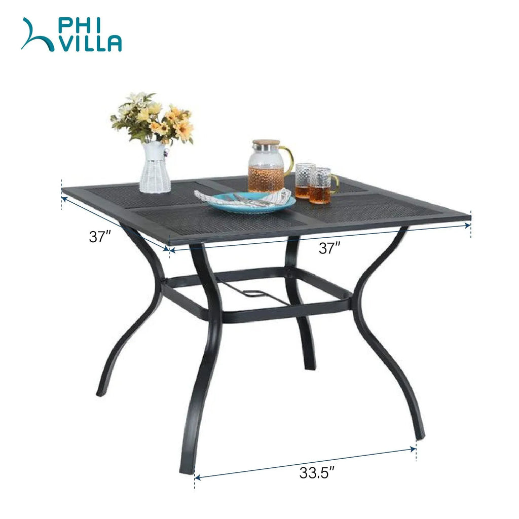 5-Piece Patio Dining Set 4 Textilene Swivel Chairs & Metal Steel Table