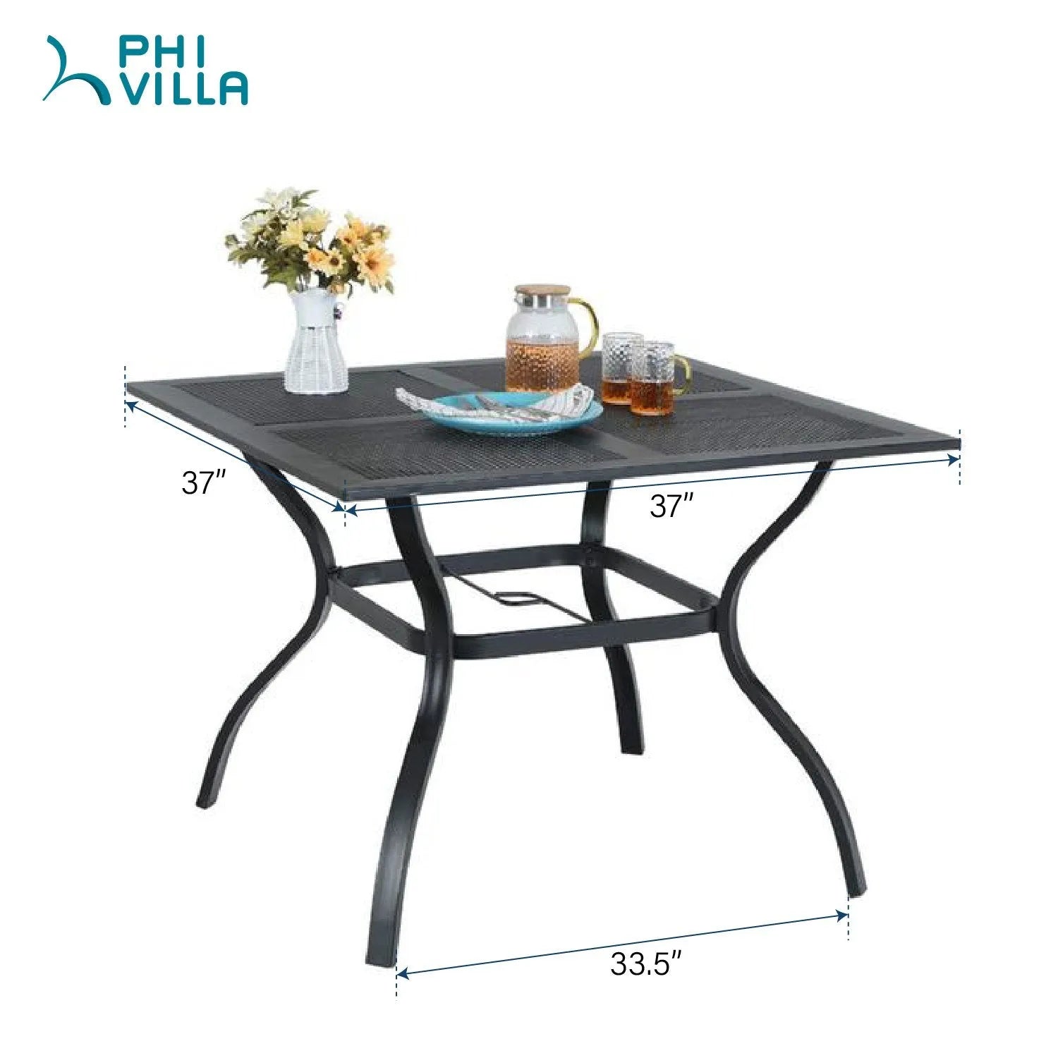 5-Piece Patio Dining Set 4 Textilene Swivel Chairs & Metal Steel Table