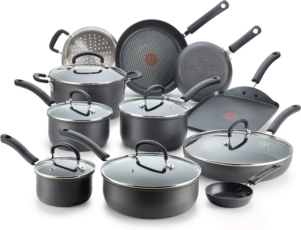 Hard Anodized Nonstick 17 Piece Cookware Set, Black