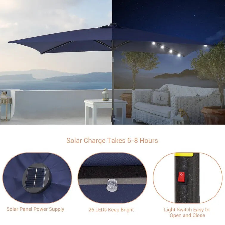 Doralice 120'' x 78'' Rectangular Lighted Market Umbrella
