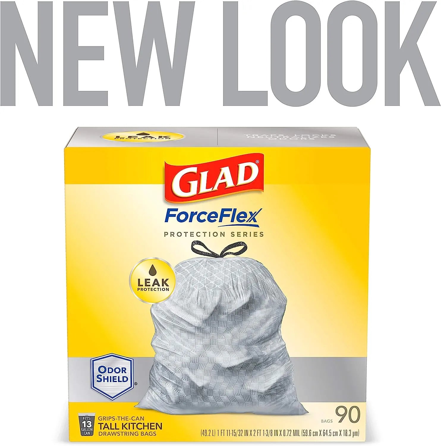 Glad Protection Series Force Flex Drawstring Fresh Clean Odor Shield 13 Gallon 1/110ct