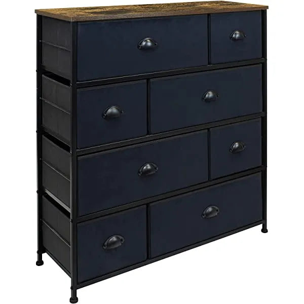 Sorbus Dresser with 8 Drawers - Furniture Storage Chest Tower Unit for Bedroom, Hallway, Closet, Office Organization - Steel Frame, Wood Top, Easy Pull Fabric Bins (Black)