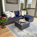 3-Piece Patio L-Shaped Rattan Sectional Sofa Set With Cushions