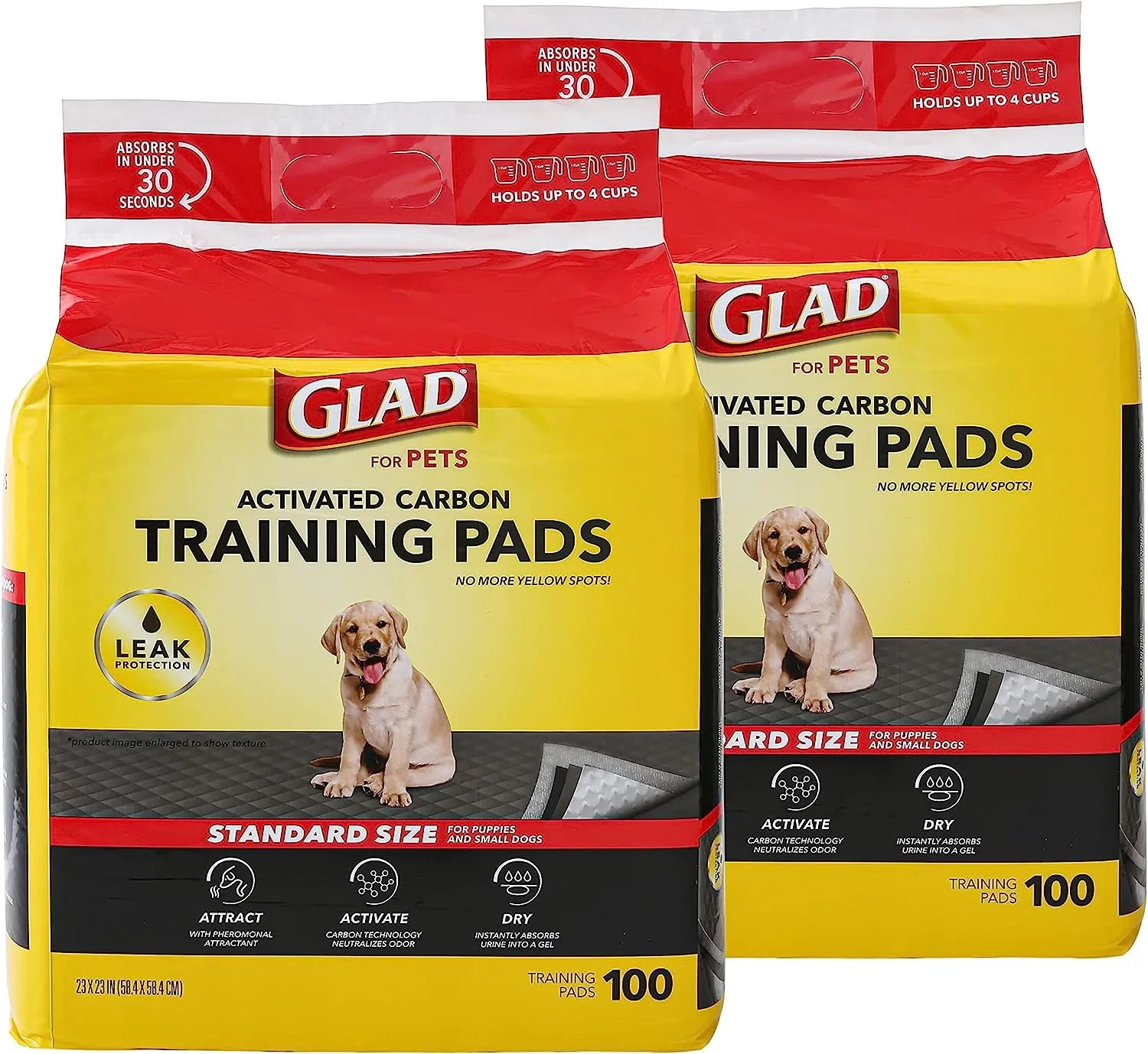 Glad for Pets Black Charcoal Puppy Pads 23" x 23" | Puppy Potty Training Pads That ABSORB & NEUTRALIZE Urine Instantly | New & Improved Quality Puppy Pee Pads, 100 count