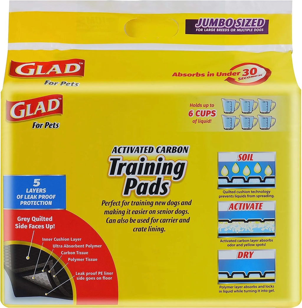 Glad for Pets Black Charcoal Puppy Pads 23" x 23" | Puppy Potty Training Pads That ABSORB & NEUTRALIZE Urine Instantly | New & Improved Quality Puppy Pee Pads, 100 count