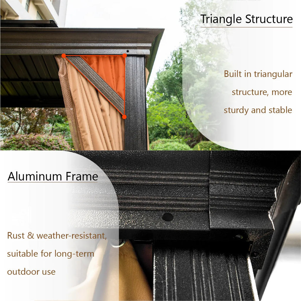 Outdoor Hardtop Gazebo Double Roof Canopy