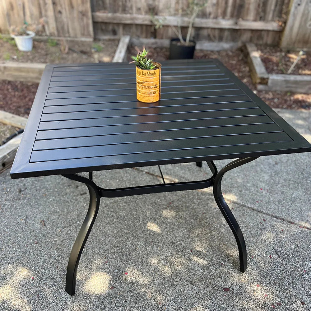 5-Piece Patio Dining Set 4 Textilene Swivel Chairs & Metal Steel Table