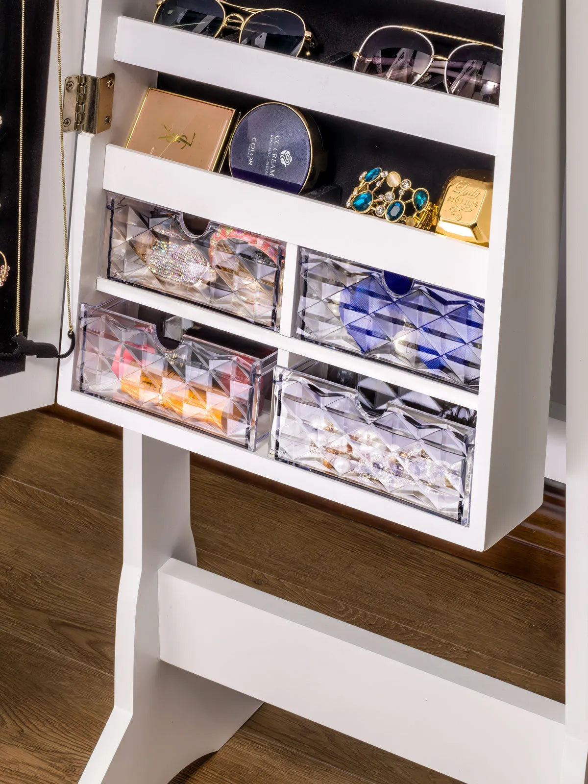 Standing Stella 6s Jewelry Armoire Full Length Mirror With Built-in Lights - White