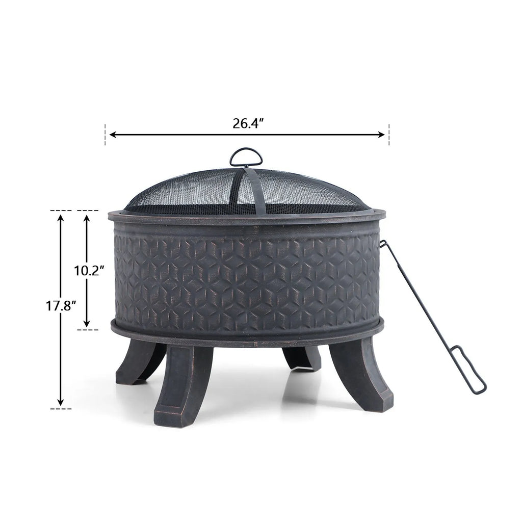 26 Inch Antique Bronze Round Fire Pit