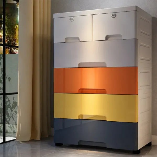 mDesign Storage Dresser Furniture Unit ?Tall Standing Organizer for Bedroom, Office, Living Room, and Closet ?8 Slim Drawer Removable Fabric Bins