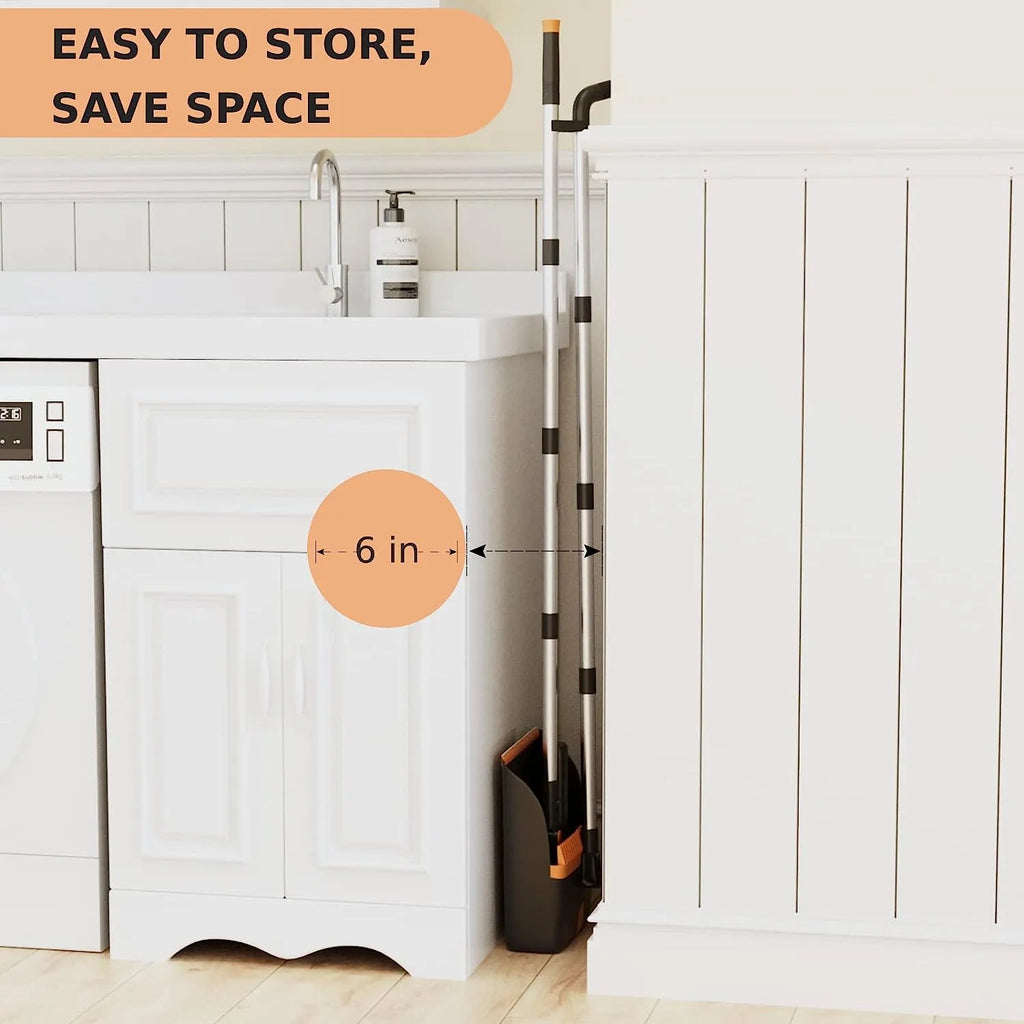 Broom and Dustpan Set, Cleaning Supplies Broom and Dustpan Set for Home, 48" Long Stainless Steel Handle Brooms with Upright Dustpan Combo Set for Home Office Kitchen Lobby Floor Cleaning