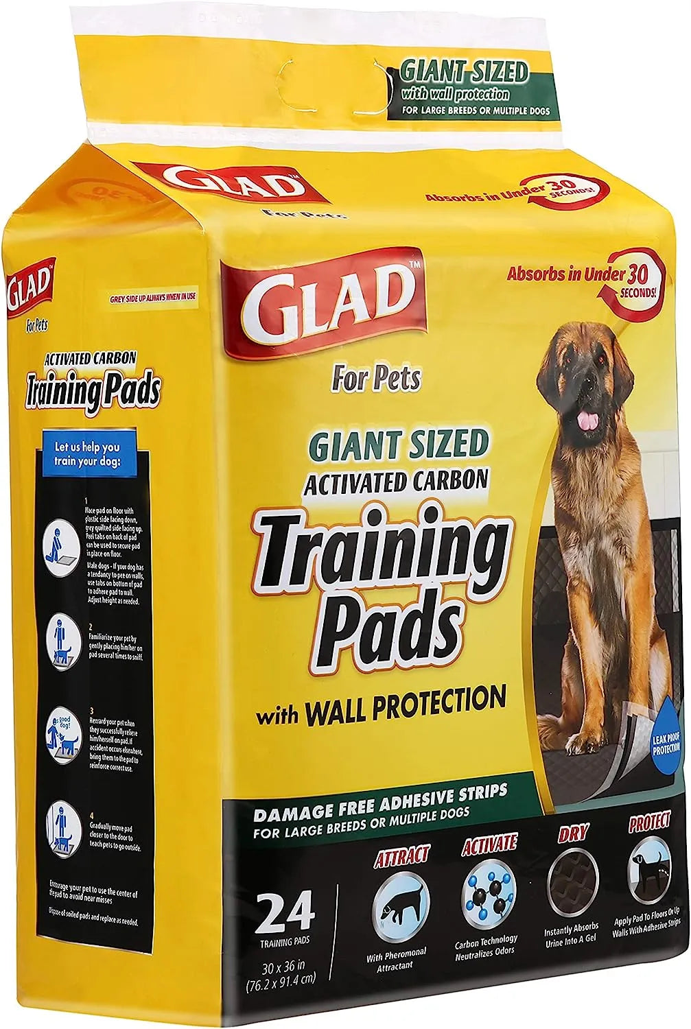 Glad for Pets Black Charcoal Puppy Pads 23" x 23" | Puppy Potty Training Pads That ABSORB & NEUTRALIZE Urine Instantly | New & Improved Quality Puppy Pee Pads, 100 count