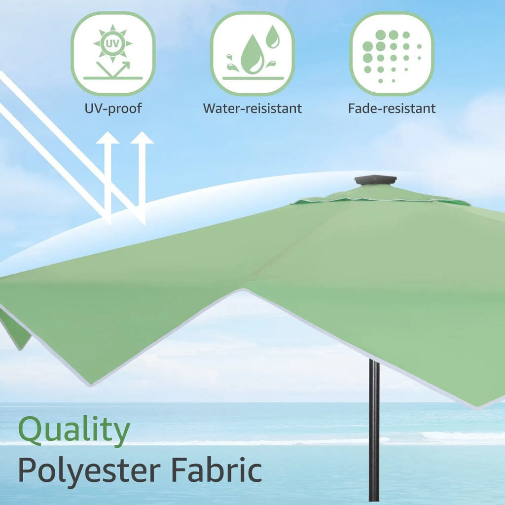 9/10ft Crank Open Patio Umbrella With 24 LED Lights & Ruffles