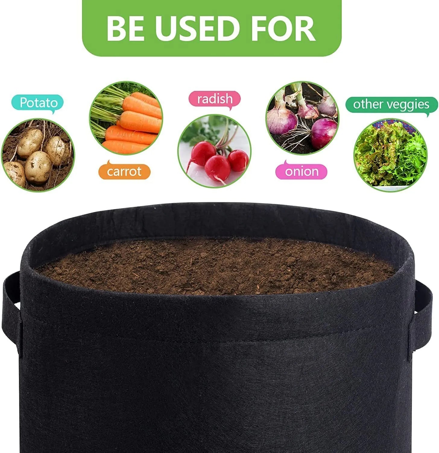 Homyhoo Potato Grow Bags with Flap 10 Gallon, 4 Pack Planter Pot with Handles and Harvest Window for Potato Tomato and Vegetables, Black and Gray