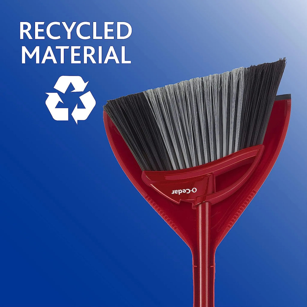 O-Cedar Pet Pro Broom & Step-On Dustpan PowerCorner, Red