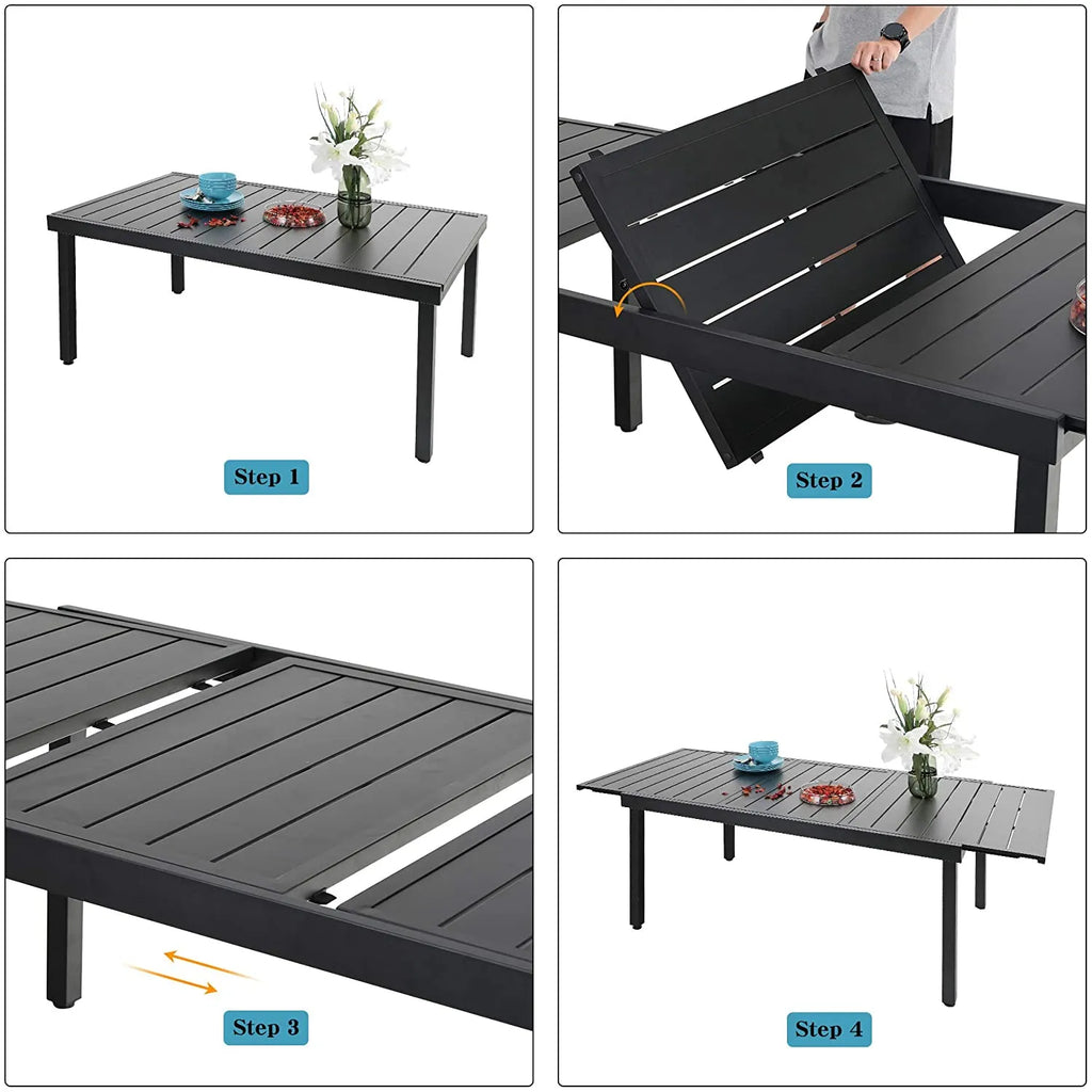 7-Piece/9-Piece Outdoor Patio Dining Set with Adjustable Table & Padded Textilene Swivel Chairs