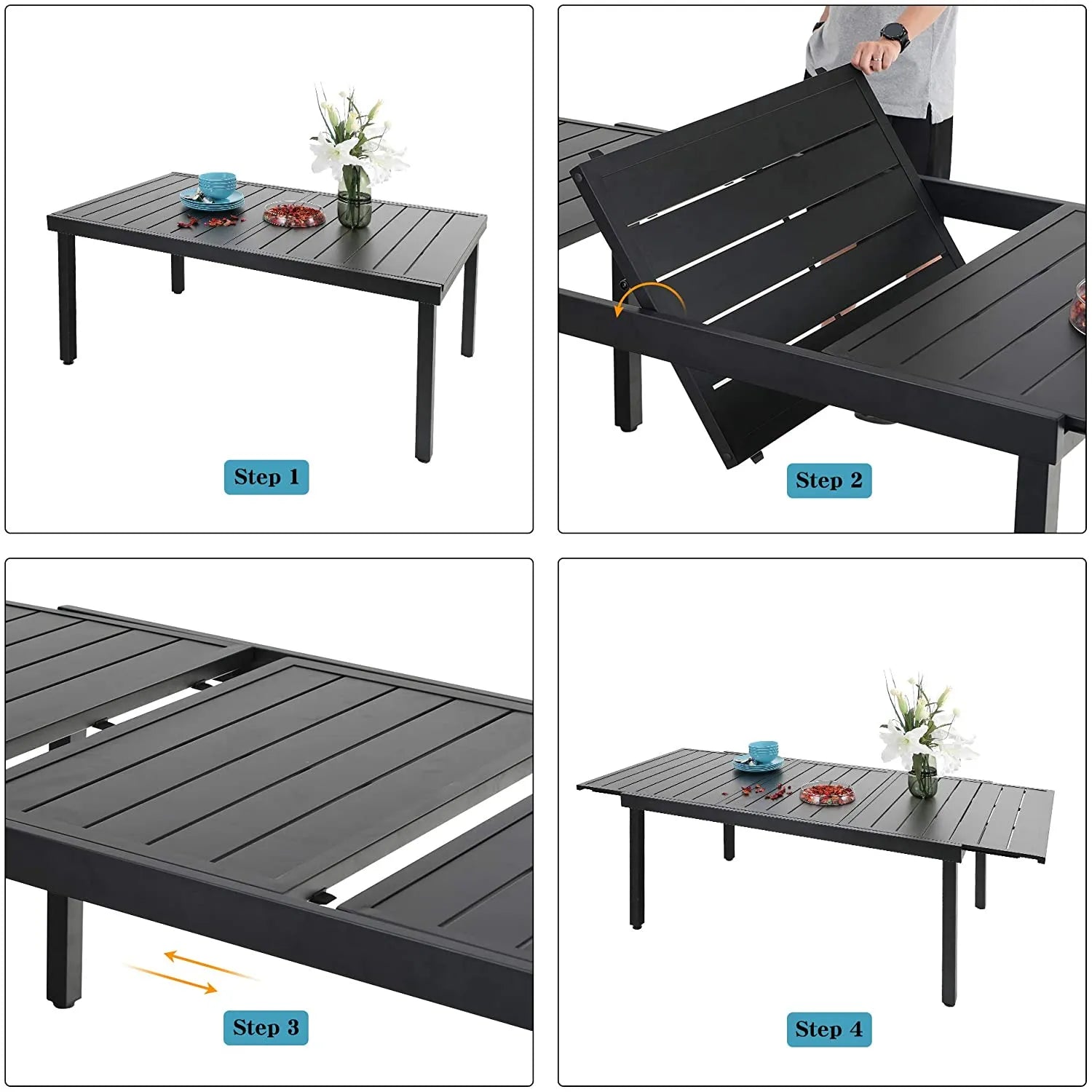 7-Piece/9-Piece Outdoor Patio Dining Set with Adjustable Table & Padded Textilene Swivel Chairs