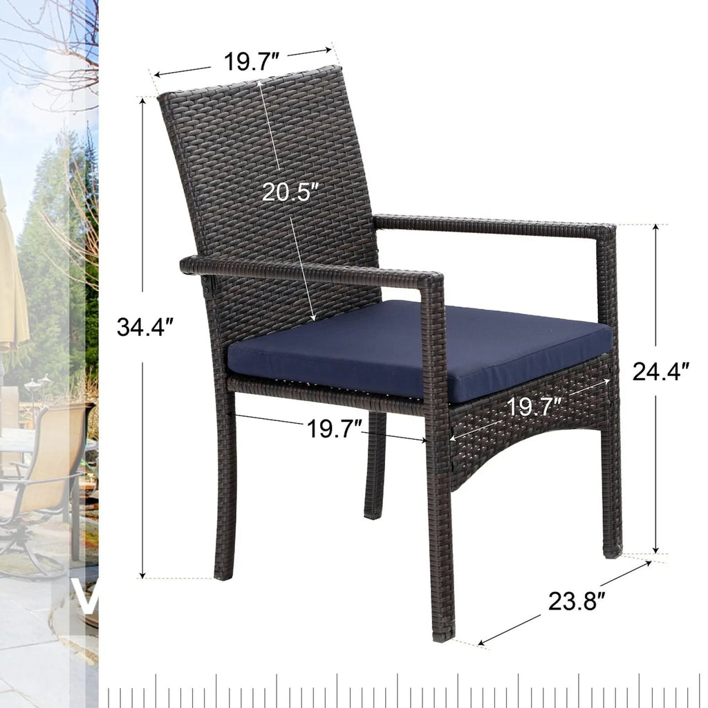 5-Piece Patio Fire Pit Set Rattan Dining Chairs & 50,000BTU Square Fire Pit Table